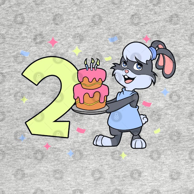 I am 2 with bunny - girl birthday 2 years old by Modern Medieval Design